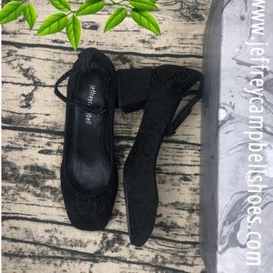 Jeffrey Campbell black floral ankle strap  Size 6